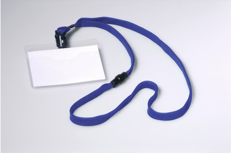 Бейдж на тесьме с клипом Durable, 60*90 мм, темно-синий шнур