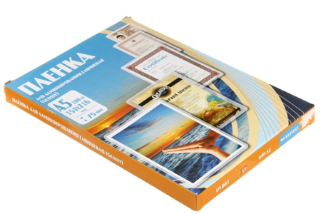 Пленка для ламинирования Glossy, А5 (154*216 мм), 75 мкм, глянец, 100 шт. Пленка для ламинирования Glossy, А5 (154*216 мм), 75 мкм, глянец, 100 шт.