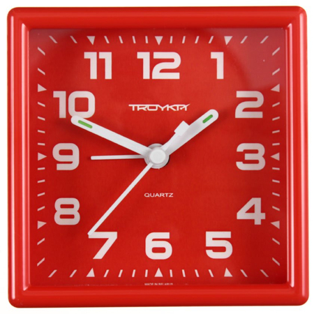 Часы настольные с будильником «Тройка», корпус красный
