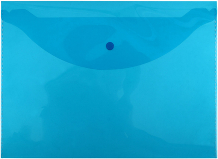 Папка-конверт пластиковая на кнопке Attache «Элементари», толщина пластика 0,18 мм, прозрачная синяя