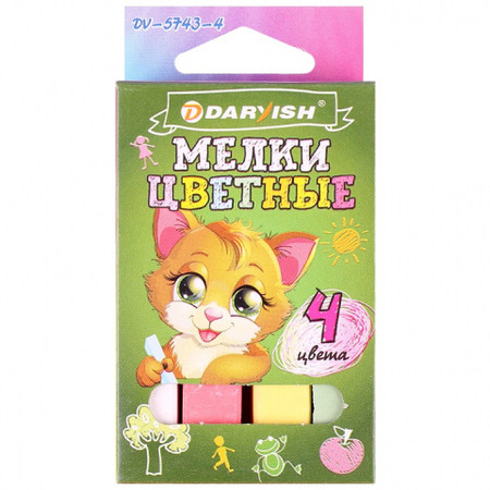 Мелки цветные Darvish, 4 шт., 4 цвета Мелки цветные Darvish, 4 шт., 4 цвета