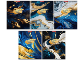 Тетрадь общая А5, 96 л. на скобе Golden Blue, 165×205 мм, клетка, ассорти