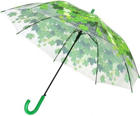Зонт женский от дождя (трость) , «Зеленые листья» 
