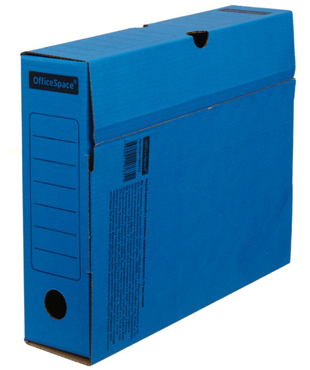 Короб архивный из гофрокартона OfficeSpace, корешок 75 мм, 320*250*75 мм, синий