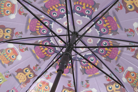 Зонт детский от дождя (трость, полуавтомат) «Совушки», ассорти, со свистком