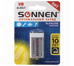 Батарейка щелочная Sonnen Alkaline, 6LR61, 9V, тип «Крона» Батарейка щелочная Sonnen Alkaline, 6LR61, 9V, тип «Крона»