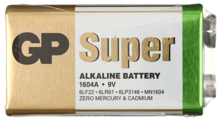 Батарейка щелочная GP Super, 1604A, 6LF22, 9V, тип «Крона»