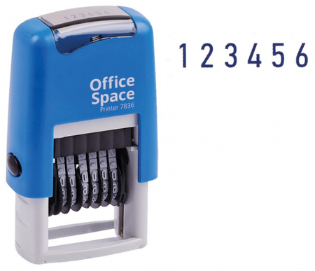 Нумератор полуавтоматический OfficeSpace 7836, 6 разрядов, высота символа 3 мм