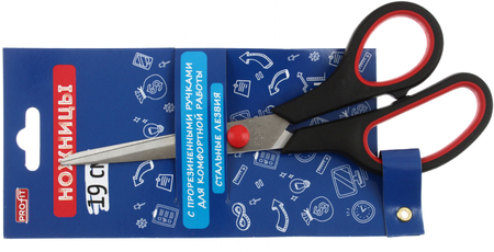 Ножницы канцелярские Profit, 190 мм, ручки черные с красным