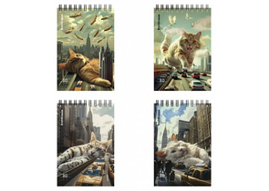 Блокнот на гребне ErichKrause (А6), 100×146 мм, 80 л., клетка, Вig City Cats, ассорти