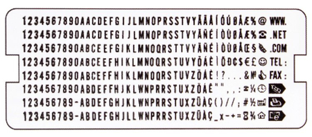 Касса символов для самонаборных штампов Trodat typo 6003, 328 символов, высота 3 мм, шрифт латинский