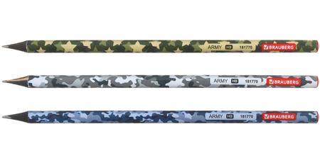 Карандаш чернографитный Brauberg Design, твердость грифеля ТМ, корпус ассорти, Army Карандаш чернографитный Brauberg Design, твердость грифеля ТМ, корпус ассорти, Army