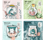 Набор значков металлических Meshu, 4 шт., White Cats