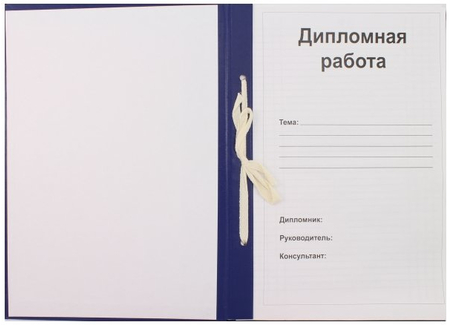Папка для дипломных работ, бумажный блок - 100 л., обложка синяя