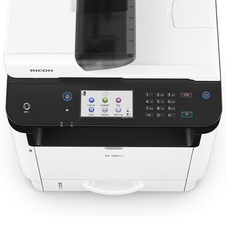 МФУ Ricoh SP 330SFN, A4, лазерная черно-белая печать 1200x1200 dpi, сканер 600 dpi, дисплей