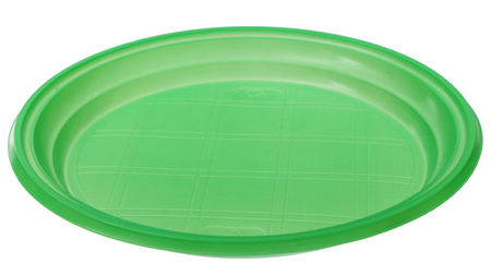 Тарелка одноразовая пластиковая, плоская, диаметр 20,5 см, зеленая
