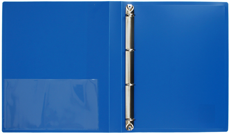 Папка пластиковая на 4-х кольцах «Бюрократ», толщина пластика 0,7 мм, синяя