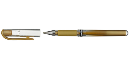 Ручка гелевая Signo Broad, корпус прозрачный, стержень золотистый