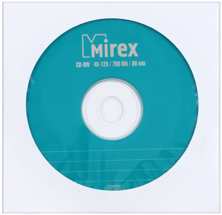 Компакт-диск CD-RW Mirex, 4-12x, в бумажном конверте