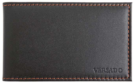 Визитница из натуральной кожи Versado 068, 65*110 мм, 1 карман, 16 листов, черная 