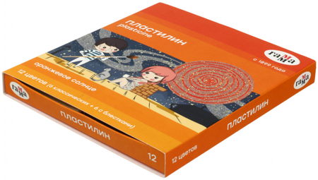 Пластилин «Гамма. Оранжевое солнце», 12 цветов (6 с блестками, 6 классических), 168 г, со стекой Пластилин «Гамма. Оранжевое солнце», 12 цветов (6 с блестками, 6 классических), 168 г, со стекой