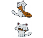 Набор значков «Котик с рыбкой», 2 шт., цвет бело-жёлтый в чёрном металле