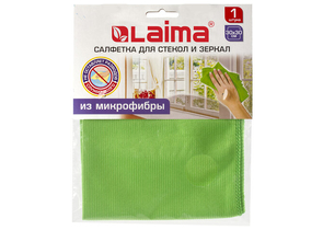 Салфетка из микрофибры для стекол и зеркал Laima, 30×30 см, зеленая Салфетка из микрофибры для стекол и зеркал Laima, 30×30 см, зеленая