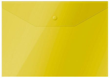 Папка-конверт пластиковая на кнопке OfficeSpace, толщина пластика 0,12 мм, прозрачная желтая