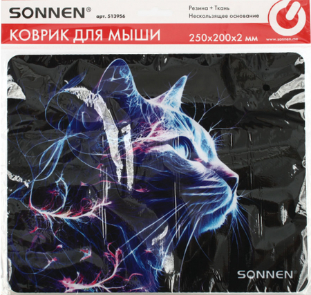 Коврик для мыши Sonnen, 250*200*2 мм, Neon Cat