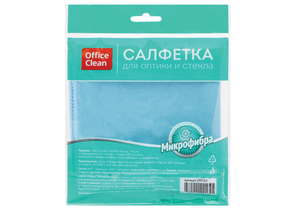 Салфетка из микрофибры для оптики и стекла OfficeClean, 30×30 см, синяя