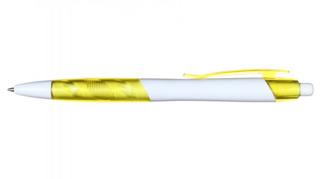 Ручка шариковая автоматическая Sponsor SLP009, корпус белый с желтым, стержень синий