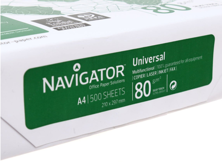 Бумага офисная Navigator Universal, А4 (210*297 мм), 80 г/м2, 500 л.