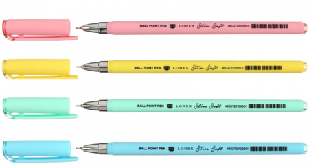 Ручка шариковая Lorex Slim Soft, Pastel, корпус ассорти, стержень синий