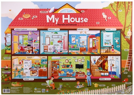 Плакат дидактический «Изучаем английский», 45*64 см, «Мой дом» Плакат дидактический «Изучаем английский», 45*64 см, «Мой дом»