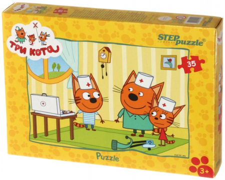 Пазлы Step Puzzle , 33*23 см, 35 элементов, «Три Кота», 3+