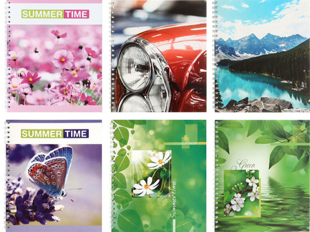 Тетрадь общая А5, 48 л. на спирали Summer Time, 172*200 мм, клетка, ассорти Тетрадь общая А5, 48 л. на спирали Summer Time, 172*200 мм, клетка, ассорти