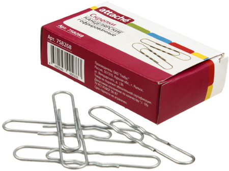 Скрепки проволочные Attache, 75 мм, 40 шт., округлые, гофрированные