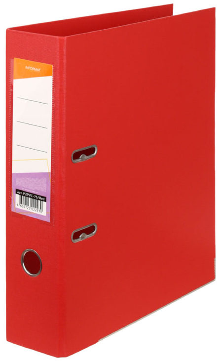 Папка-регистратор inФормат с двусторонним ПВХ-покрытием, корешок 75 мм, красный