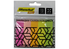 Закладки-разделители бумажные с липким краем Silwerhof Daily, 14×50 мм, 50 л.×5 цветов