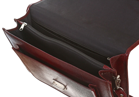 Портфель деловой из натуральной кожи «Кинг» 1073, 360*265*50 мм, рифленый, бордо