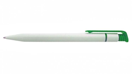 Ручка шариковая автоматическая Sponsor SLP013, корпус белый с зеленым, стержень синий