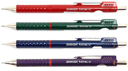 Карандаш автоматический Stanger Retrac, толщина грифеля 0,7 мм, корпус ассорти (цена за 1 шт.)