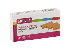 Скобы для степлеров Attache, №24/6, 1000 шт., медные Скобы для степлеров Attache, №24/6, 1000 шт., медные