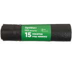 Пакеты для мусора Optiline (ПВД), 35 л, 15 шт., с завязками, черные