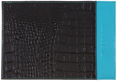 Обложка для паспорта «Кинг» 4334, 95*135 мм, рифленая черная с бирюзовым 
