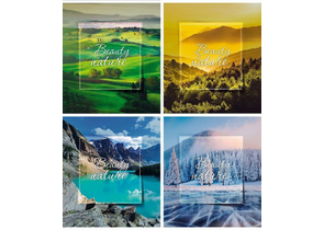 Тетрадь общая А5, 96 л. на скобе «Природа», 163×202 мм, клетка, ассорти