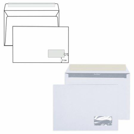 Конверт почтовый 162*229 мм (С5), силикон, окно, чистый, запечатка Конверт почтовый 162*229 мм (С5), силикон, окно, чистый, запечатка