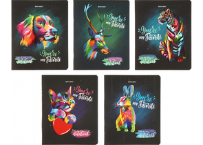 Тетрадь общая А5, 48 л. на скобе Animals Pop-Art, 165×205 мм, клетка, ассорти Тетрадь общая А5, 48 л. на скобе Animals Pop-Art, 165×205 мм, клетка, ассорти