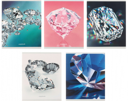 Тетрадь общая А5, 48 л. на скобе Diamonds, 163*202 мм, клетка, ассорти Тетрадь общая А5, 48 л. на скобе Diamonds, 163*202 мм, клетка, ассорти