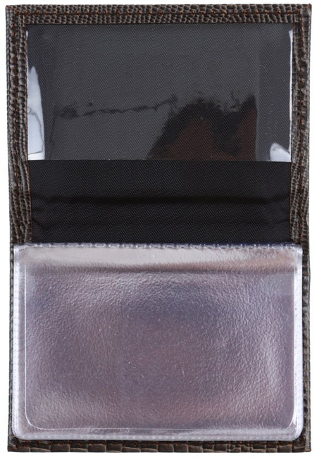 Визитница из натуральной кожи «Кинг» 4336, 105*70 мм, 1 карман, 18 листов, рифленая коричневая